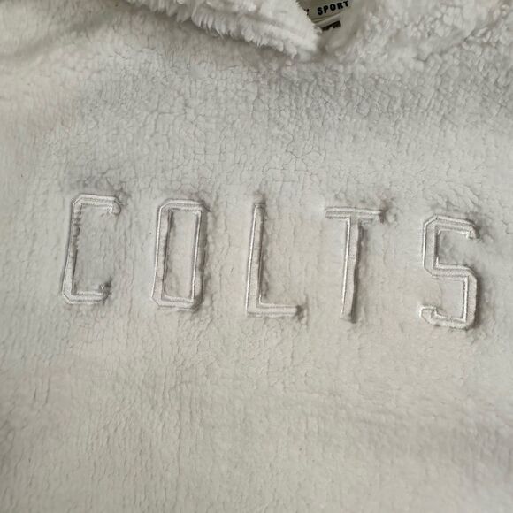 NWT DKNY Women’s White NFL Colts Fleece Cropped Hoodie Embroidered Logo - Size S - Picture 3 of 11